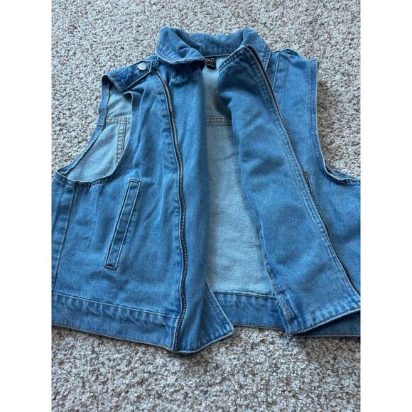 DAZY Vintage Denim Vest size women's Large; broken zipper; Jean Vest - Picture 6 of 10